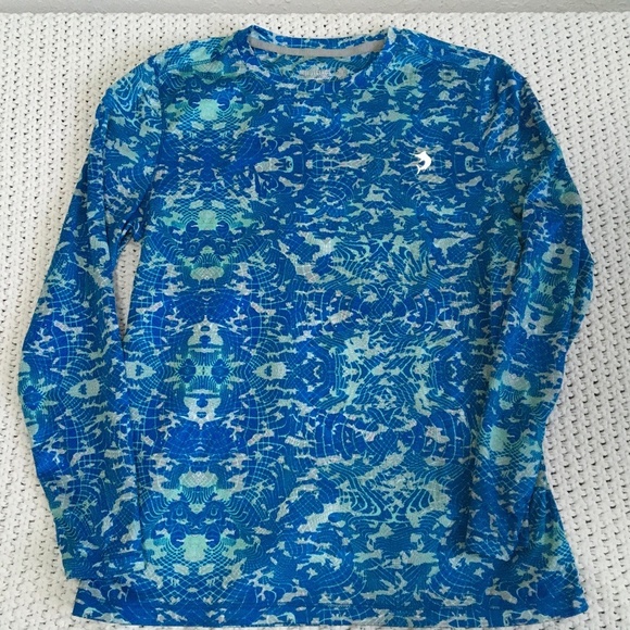 REEF DRYFIT SUN SHIRT, BOYS SIZE 10-12, BLUE TEAL AND GRAY - Picture 1 of 4